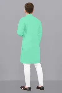 Reliable Sea Green Cotton Solid Kurta For Men-thumb2