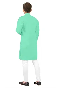 Reliable Sea Green Cotton Solid Kurta For Men-thumb1