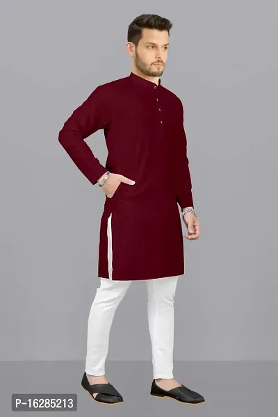 Maroon  Coloured Cotton Kurta-thumb0