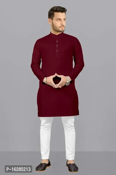 Maroon  Coloured Cotton Kurta-thumb3