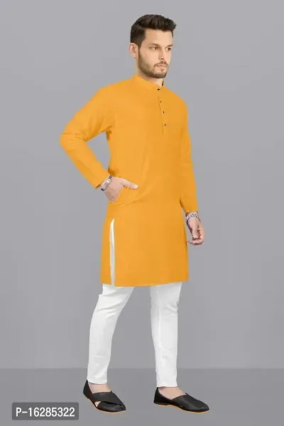 Mango  Coloured Cotton Kurta