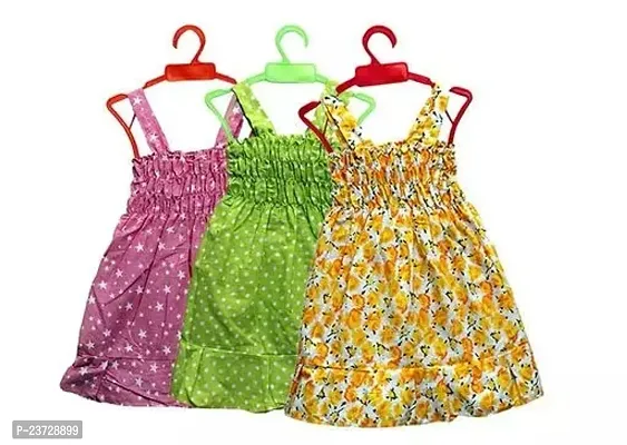 Fabulous Multicoloured Cotton Printed Frocks Combo For Girls Pack Of 3