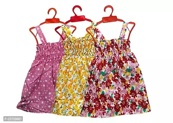 Fabulous Multicoloured Cotton Printed Frocks Combo For Girls Pack Of 3