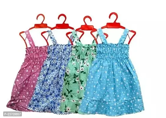 Fabulous Multicoloured Cotton Printed Frocks Combo For Girls Pack Of 4