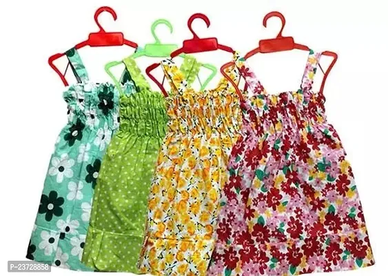 Fabulous Multicoloured Cotton Printed Frocks Combo For Girls Pack Of 4