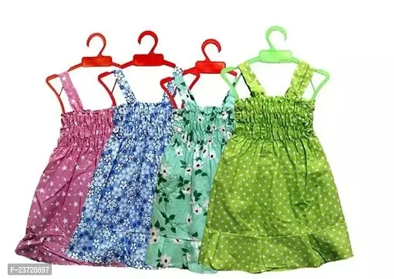 Fabulous Multicoloured Cotton Printed Frocks Combo For Girls Pack Of 4