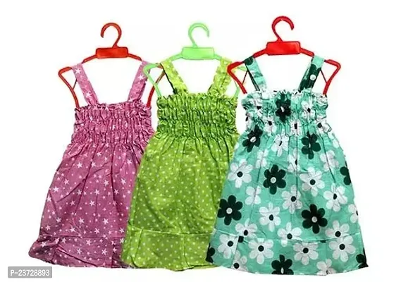 Fabulous Multicoloured Cotton Printed Frocks Combo For Girls Pack Of 3