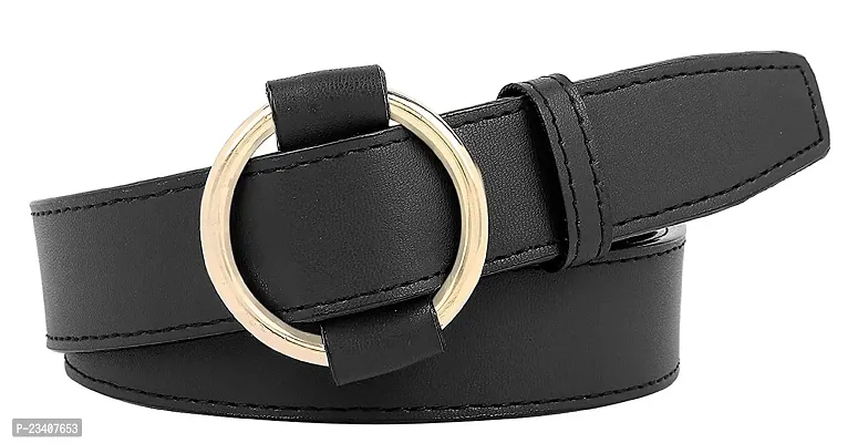 Contra Women's Faux Leather Belt Black Free Size Ring Buckle