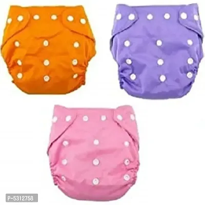 Kids Reusable Baby Washable Cloth Diaper Nappies with Inserts Wet-Free for Babies  New Born (3 Pieces)-thumb0