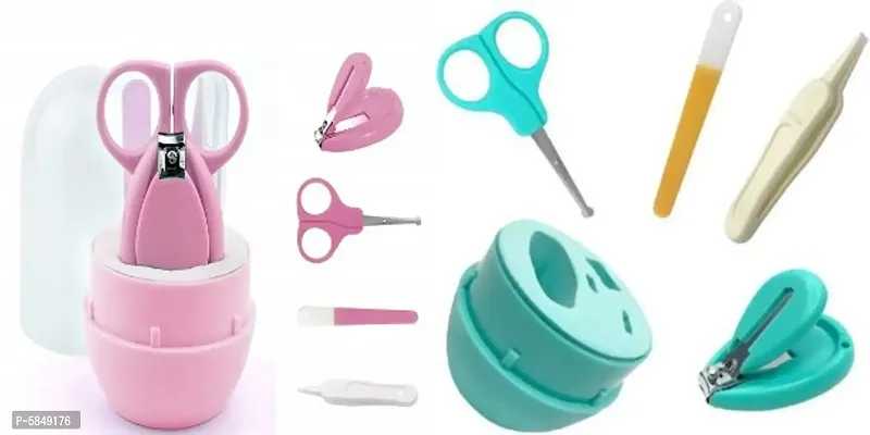 Combo of  Baby Grooming Essential Nail Manicure Pedicure Cutter Safety Kit 4 in 1 Combo with Cute Printed Portable Travel Protective Case for Toddlers/Infants/New Borns Pack of 2