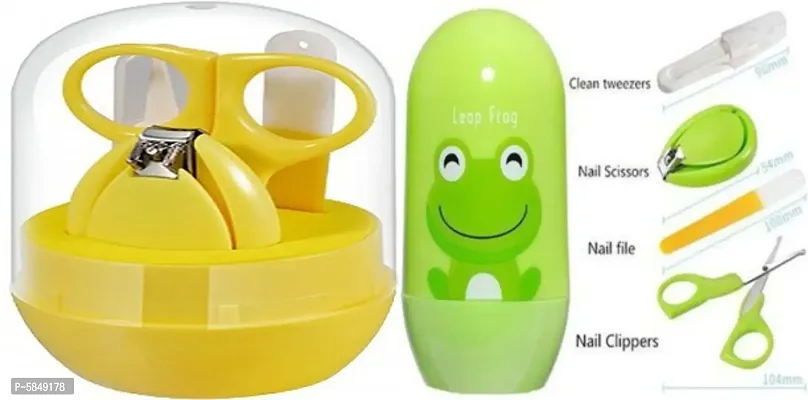 Combo of  Baby Grooming Essential Nail Manicure Pedicure Cutter Safety Kit 4 in 1 Combo with Cute Printed Portable Travel Protective Case for Toddlers/Infants/New Borns Pack of 2