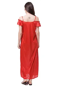 Fasense Women Satin nighwear Sleepwear Solid Long Nighty SR041 Color Red Size Large-thumb2