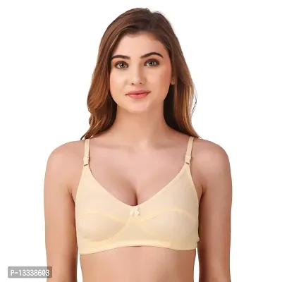 Fasense Women's Wire Free Non Padded Cotton Bra (BVCOM014_Black, White, Cream_34D)-thumb2