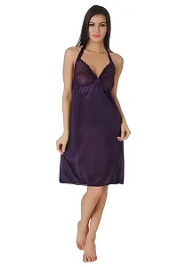 Fasense Exclusive Women Satin Nightwear Short Nighty DP134 A (Medium, Purple)-thumb4