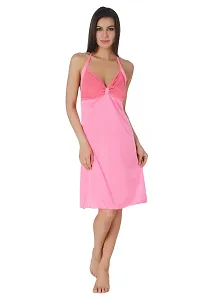 Fasense Exclusive Women Satin Nightwear Short Nighty DP134 A (Large, Pink)-thumb4