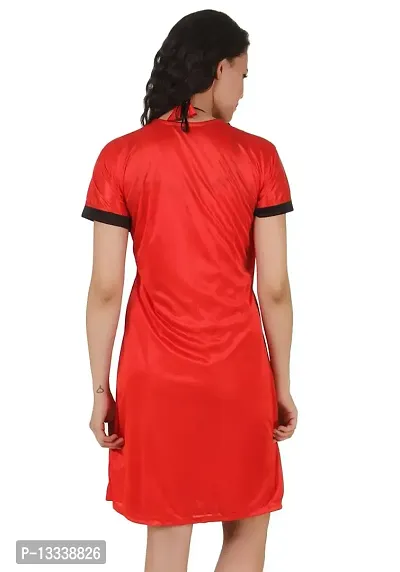 Fasense Exclusive Women Satin Nightwer Wrap Gown DP145 (Medium, Red)-thumb3