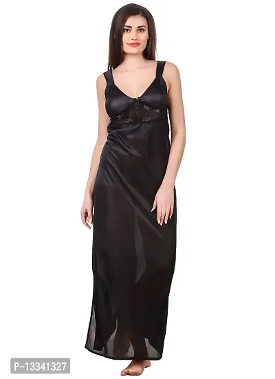 Buy Fasense Women Satin Nightwear Sleepwear Solid Long Nighty Sr048 Color Black Size X large Online In India At Discounted Prices