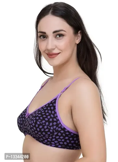 Fasense Leaf Print Medium Coverage Wire Free Non Padded Bra (Pack of 2 Color)-thumb3