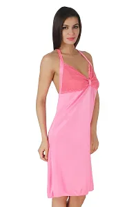 Fasense Exclusive Women Satin Nightwear Short Nighty DP134 A (Large, Pink)-thumb2