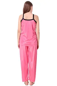 Fasense Women Satin Nightwear Sleepwear Top & Pyjama Set (Coral Pink, Medium)-thumb2