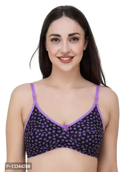 Fasense Leaf Print Medium Coverage Wire Free Non Padded Bra (Pack of 2 Color)-thumb2