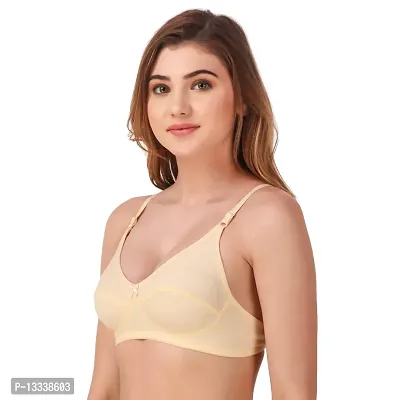 Fasense Women's Wire Free Non Padded Cotton Bra (BVCOM014_Black, White, Cream_34D)-thumb3