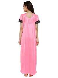 Fasense Women Lycra Satin Solid Nightwear Long Nighty KL011 A (Neon Pink, L)-thumb4