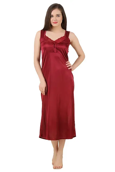 Fasense Women's Satin Maxi Casual Nightgown