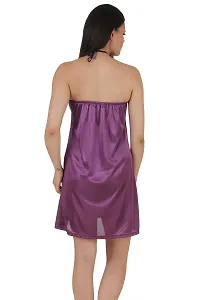 Fasense Exclusive Women Satin Nightwear Sleepwear Short Nighty DP081 (Large, Purple)-thumb3