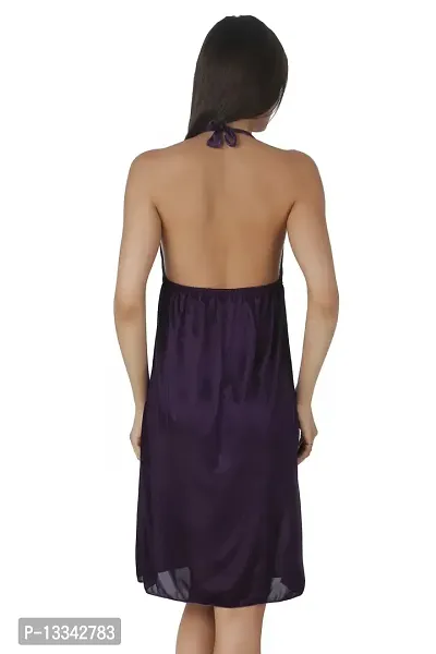 Fasense Exclusive Women Satin Nightwear Short Nighty DP134 A (Medium, Purple)-thumb4