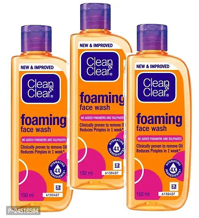 Clean  Clear Foaming Face Wash For Oily Skin, 150ml (pack of 3)