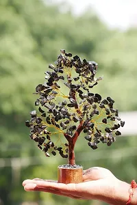 PREK Crystals and Stones, Black Tourmaline Crystal Showpiece for Home Decor Decoration Bonsai Money Tree, Size 10-12 inches, Black Golden Wire. 1 Piece-thumb3