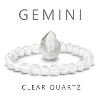 Clear Quartz Bracelet - Crystal Bracelet - Crystal Bangles - Bracelet for Women - Gemini Birthstones - For Good Luck - Stretchable - for Healing and Meditation (Clear Quartz)-thumb1
