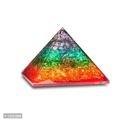 Prek Handmade 7 Seven Chakra Onyx Orgone Pyramid with Pendant Combo for Reiki Healing, EMF Protection , Positive Energy , Vastu and Feng Shui Size 2.5 -3 inch-thumb3