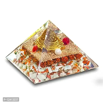 Rudrasri Yantra - Power-ful Energy Generator Vastu Pyramid Packed with Shri Yantra | Orginite Pyramid for Wealth and Prosperity, Removing Negativity Vaastu and Feng Shui Stones Crystal Pyramid 3inch