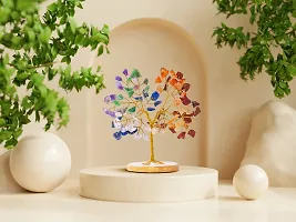 Crystal Tree - Car Dashboard Accessories - Dashboard Figurines & Idols - Crystal showpieces - Home Decor Items - Crystal Tree for Good Luck - Feng Shui Item (Golden Wire Rose Quartz)-thumb2