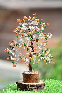 PREK Crystals and Stones, Mix 7 Chakra Crystal Showpiece for Home Decor Decoration Bonsai Money Tree, Size 10-12 inches, Multicolor Silver Wire. 1 Piece-thumb1