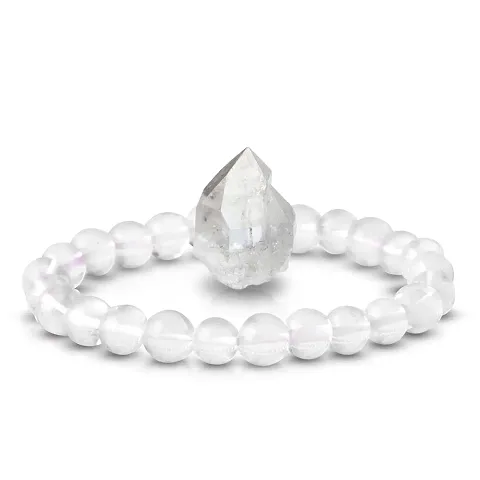 Clear Quartz Bracelet - Crystal Bracelet - Crystal Bangles - Bracelet for Women - Gemini Birthstones - For Good Luck - Stretchable - for Healing and Meditation (Clear Quartz)