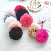 Barakath Faux Fur Hair Scrunchies Ties Furry Elastic Hair Bands Fuzzy Ponytail Holders for Girls and Women (Pack of 12) - Multicolor-thumb3