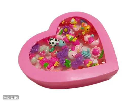 Barakath 36 PCS Kids Rings, Cute Cartoon Adjustable Jewelry Play Ring for Kids Girls Children comes in pink heart shape box Suitable for age 2 -10 yrs.