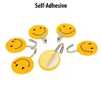 Plastic Self Adhesive Smiley Wall Hooks, Wall Sticker Hooks Load Capacity Up to1 kg, Set of 15 Pieces (15)-thumb1