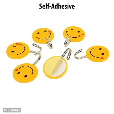 Plastic Self Adhesive Smiley Wall Hooks, Wall Sticker Hooks Load Capacity Up to1 kg, Set of 15 Pieces (15)-thumb2