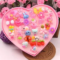Barakath 36 PCS Kids Rings, Cute Cartoon Adjustable Jewelry Play Ring for Kids Girls Children comes in pink heart shape box Suitable for age 2 -10 yrs.-thumb2
