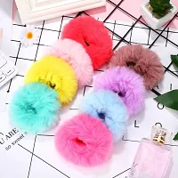 Barakath Faux Fur Hair Scrunchies Ties Furry Elastic Hair Bands Fuzzy Ponytail Holders for Girls and Women (Pack of 12) - Multicolor-thumb1