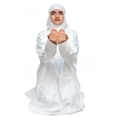 Barakath Women's Full length Prayer Dress Abaya Ihram Set (110001_White_2XL) (110001_White_2XL)