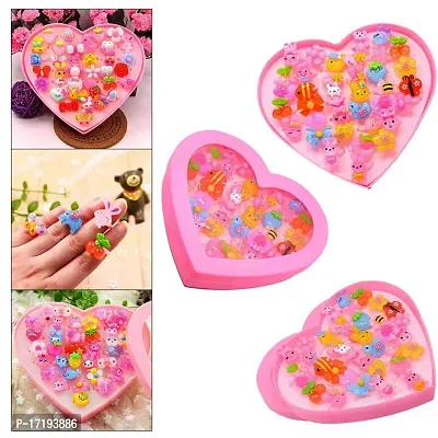 Barakath 36 PCS Kids Rings, Cute Cartoon Adjustable Jewelry Play Ring for Kids Girls Children comes in pink heart shape box Suitable for age 2 -10 yrs.-thumb4