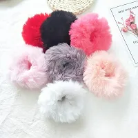 Barakath Faux Fur Hair Scrunchies Ties Furry Elastic Hair Bands Fuzzy Ponytail Holders for Girls and Women (Pack of 12) - Multicolor-thumb4
