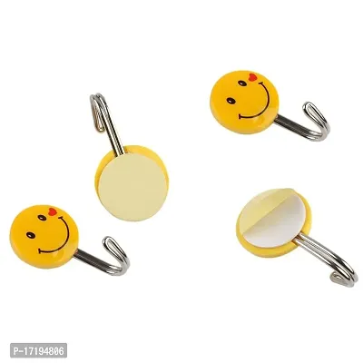 Plastic Self Adhesive Smiley Wall Hooks, Wall Sticker Hooks Load Capacity Up to1 kg, Set of 15 Pieces (15)-thumb3