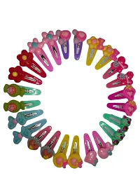 Multicolored Kids Snap Hair Clips, Small For Kids/Girls Hair Clip Pack of 12 Pair (pcs 24) Hair Clip (Multicolor,Random Design)-thumb1