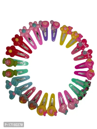 Multicolored Kids Snap Hair Clips, Small For Kids/Girls Hair Clip Pack of 12 Pair (pcs 24) Hair Clip (Multicolor,Random Design)-thumb2
